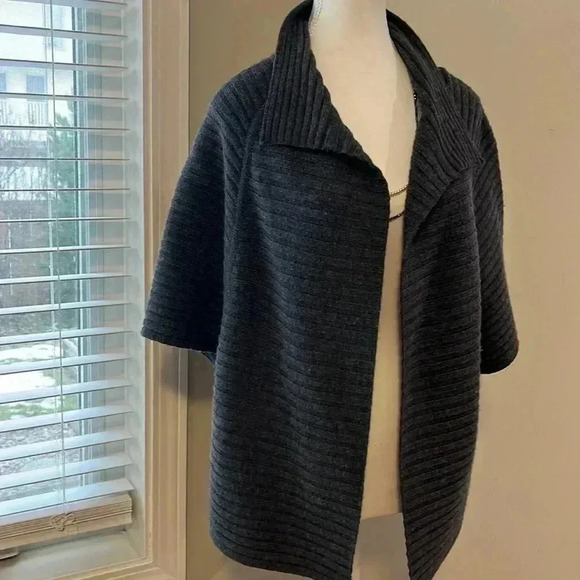 [SP]Talbot Fine Merino Wool Women Petite Gray  Cardigan/ Poncho - Picture 1 of 11